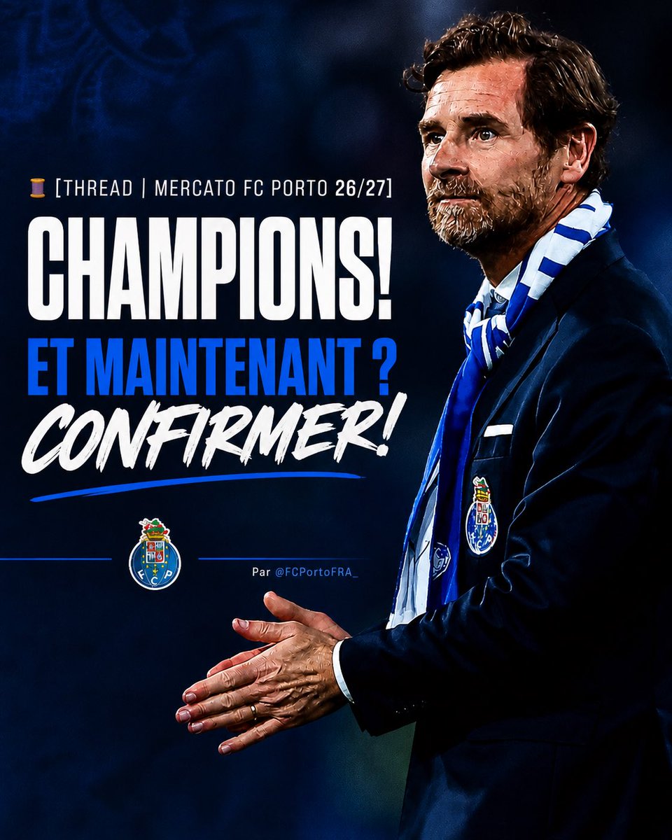 FCPortoFRA_'s tweet photo. 🧵[𝐓𝐇𝐑𝐄𝐀𝐃 | 𝐌𝐄𝐑𝐂𝐀𝐓𝐎 𝐅𝐂 𝐏𝐎𝐑𝐓𝐎 𝟐𝟔/𝟐𝟕]
𝘊𝘩𝘢𝘮𝘱𝘪𝘰𝘯𝘴! 
𝘌𝘵 𝘮𝘢𝘪𝘯𝘵𝘦𝘯𝘢𝘯𝘵 ? 𝘊𝘰𝘯𝘧𝘪𝘳𝘮𝘦𝘳.

Le #FCPorto vient d’être sacré champion du Portugal, au terme d’une saison parfaitement maîtrisée. Au lendemain des célébrations du titre, l’euphorie retombe progressivement, et laisse déjà place aux premières réflexions sur la suite. Car ici, un trophée ne clôt jamais vraiment un cycle : il relance immédiatement les ambitions. Entre continuité du projet, exigences européennes et ajustements nécessaires de l’effectif, l’été 2026 s’annonce déjà décisif pour la saison à venir. Encore une fois, avec l’aide de @luisinhorq & @Mkebour, nous allons essayer d’imaginer à quoi pourraient ressembler l’été du club.

𝟣. 𝘓𝘦𝘴 𝘰𝘣𝘫𝘦𝘤𝘵𝘪𝘧𝘴
𝟤. 𝘓𝘦𝘴 𝘥é𝘱𝘢𝘳𝘵𝘴 𝘱𝘳𝘰𝘣𝘢𝘣𝘭𝘦𝘴
𝟥. 𝘓𝘢 𝘧𝘰𝘳𝘮𝘢𝘵𝘪𝘰𝘯
𝟦. 𝘓𝘦𝘴 𝘱𝘰𝘴𝘵𝘦𝘴 à 𝘳𝘦𝘯𝘧𝘰𝘳𝘤𝘦𝘳 
𝟧. 𝘘𝘶𝘦𝘭 𝘰𝘯𝘻𝘦 ?