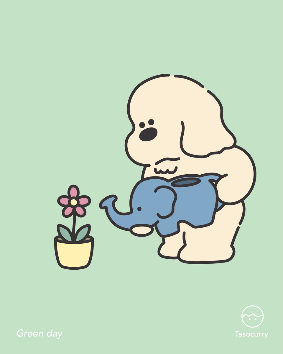 tasocurry's tweet photo. お花に水やりをするパクチー🐶 https://t.co/l3CQZjdbrB