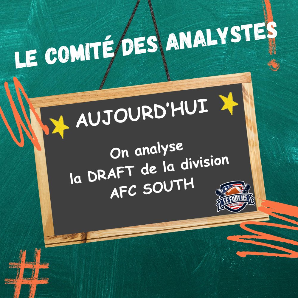 LeFootUSMedia's tweet photo. 📊Le Comité des Analystes a rendu son verdict pour la AFC SOUTH  Débrief de la Draft NFL :

@TexansCanada @TexansFR @talktoColts @JaguarsFrance @Titans_FR 

Sur YouTube et en Podcast :

https://t.co/85l0qhSRKj

https://t.co/2hpUlYyuiW https://t.co/n23XkbSYwF