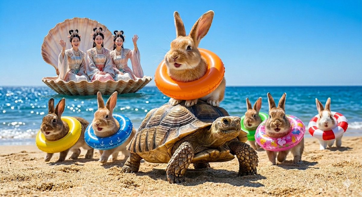 うさぎ・🐰・さん・ と・ 亀・🐢・さん・^ - ^・ 仲っかっ良っくっ