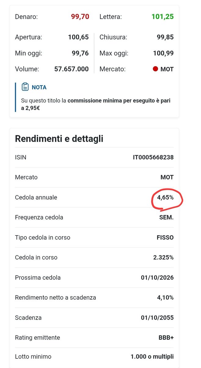 RE_DI_DIVIDENDI's tweet photo. Chi investe in #dividendi e cedole vive molto a lungo
Tra qualche anno penseremo magari poter prendere questo #btp al prezzo di oggi ?
https://t.co/THKUTkQQS6
#btpvalore #investo #risparmio #money #rich #wealth #fire #retireearly #Inps #pensione #rendita #revenue #soldi #finanza https://t.co/lyk3VzcZ9M