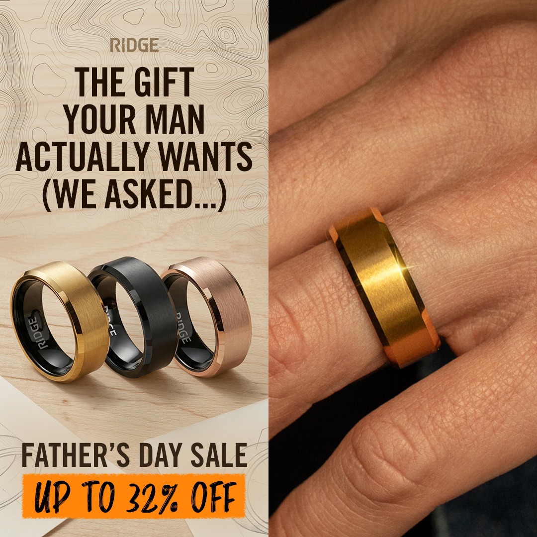 ridgewallet's tweet photo. Up to 32% off rings designed for real life, backed by Never Lost &amp; Forever Fit Protection.