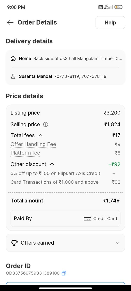 Susanta764074's tweet photo. @Flipkart @FlipkartSupport @EkartLogistics Peak clown service 🤡 Fake delivery attempt, instant cancellation, zero doorstep visit, zero retry call — then price hike too? Customers aren’t fools. Deliver the same order at the same price. Order ID: OD337569759331389100 #Flipkart https://t.co/AirUyjn5Ne