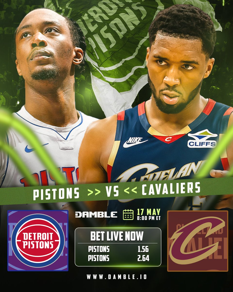 Dambleio's tweet photo. Pistons vs Cavaliers Game 7 tonight! 🔥

Series tied 3-3. Pistons host Cleveland in a winner-take-all Eastern Conference Semifinals showdown.

Live odds: Pistons 1.56 | Cavaliers 2.64

Will the home crowd push Detroit through to the ECF or can Cleveland steal it on the road?

Bet live now on https://t.co/dTX3MQF6iD