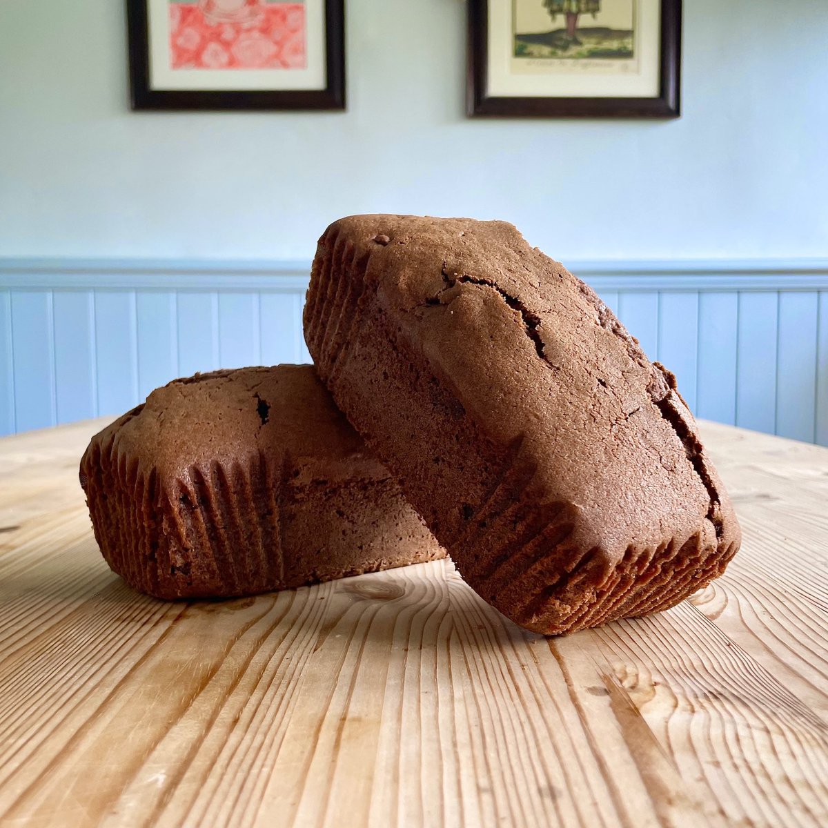 StephanTweets's tweet photo. A pair of homemade Chocolate Madeira Cakes for Sunday tea, with some dark chocolate drops also added because you can never have enough chocolate 😋 https://t.co/kLidfUOXg2