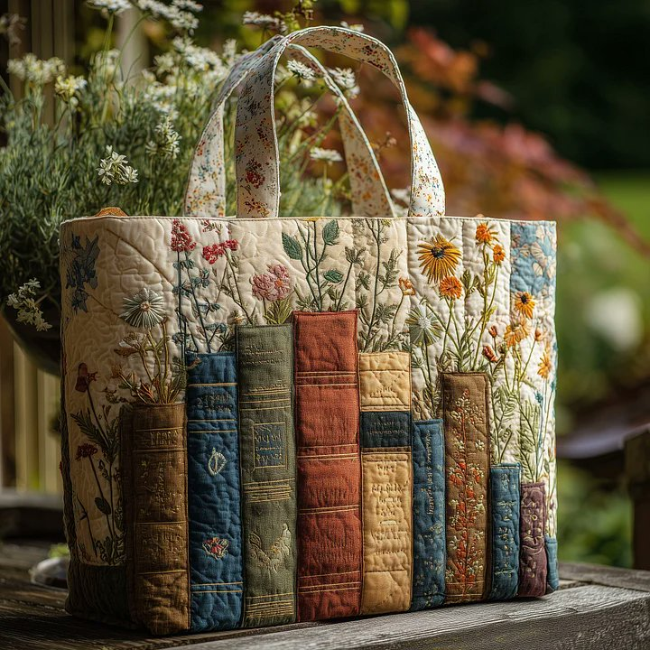 HerodotusWave's tweet photo. A Vintage Bookish Floral Quilted Tote Bag. https://t.co/MqZT47vwl2