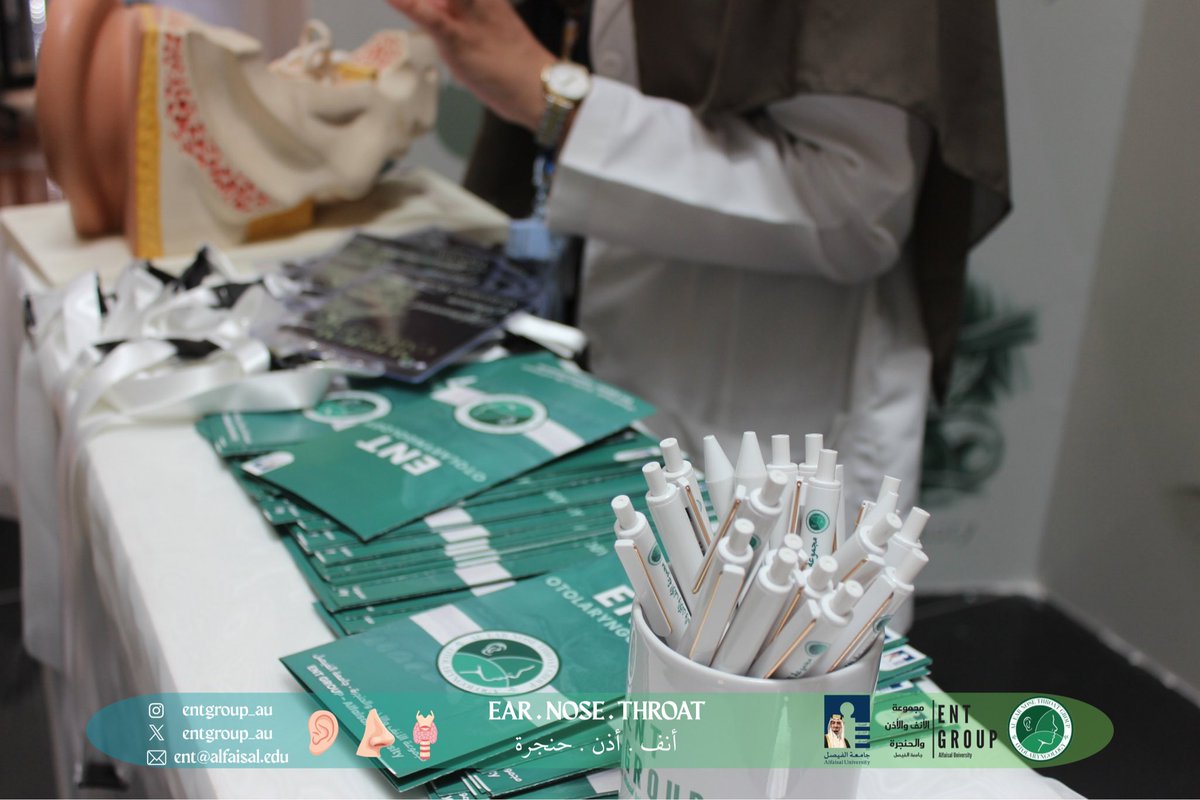 entgroup_au's tweet photo. شارك فريق التوعية التابع لمجموعة الأنف والأذن والحنجرة في معرض المسارات الجراحية بجامعة الفيصل.

قدّم الفريق للطلاب نظرة شاملة على التخصص، بدءًا من أبرز الإجراءات الجراحية، مرورًا بنصائح التنافس على برامج الإقامة، وصولًا إلى تجربة تفاعلية من خلال محاكاة مباشرة باستخدام المناظير. https://t.co/NCOFbfssuM