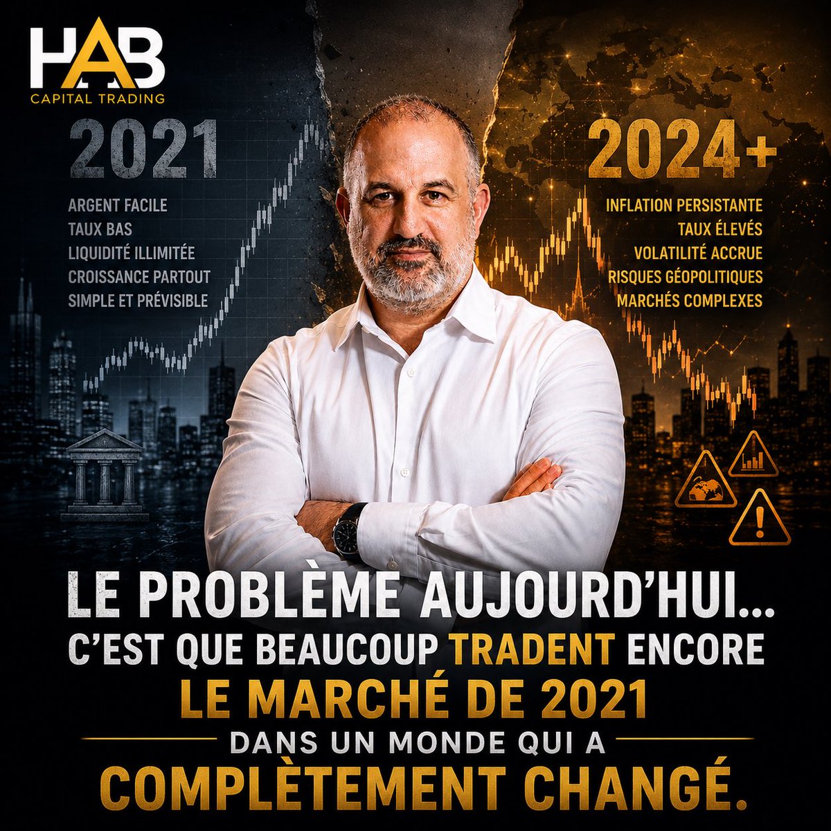 haitbaslam's tweet photo. Le marché de 2021 était porté par l’argent facile, les taux bas et une liquidité massive.
Aujourd’hui, nous sommes dans un environnement totalement différent : inflation persistante, tensions géopolitiques, coût du capital plus élevé et marchés beaucoup plus fragiles.

Le problème… c’est que beaucoup continuent d’utiliser les mêmes réflexes, les mêmes stratégies et la même psychologie qu’en 2021.
Alors que le marché, lui, a déjà changé de régime.