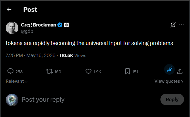 brunodevs999's tweet photo. the word "token" has grown more and more in importance over thye past year due to its gorwing use in AI and agentic technology

mark_k jsut tweeted out about it

how have we never ran "just token" before? with agent mode

we also have every major ai company tweeting out tokern too like nvidia

https://t.co/bPN5lJv2Yk

https://t.co/FsbbNBaVSl