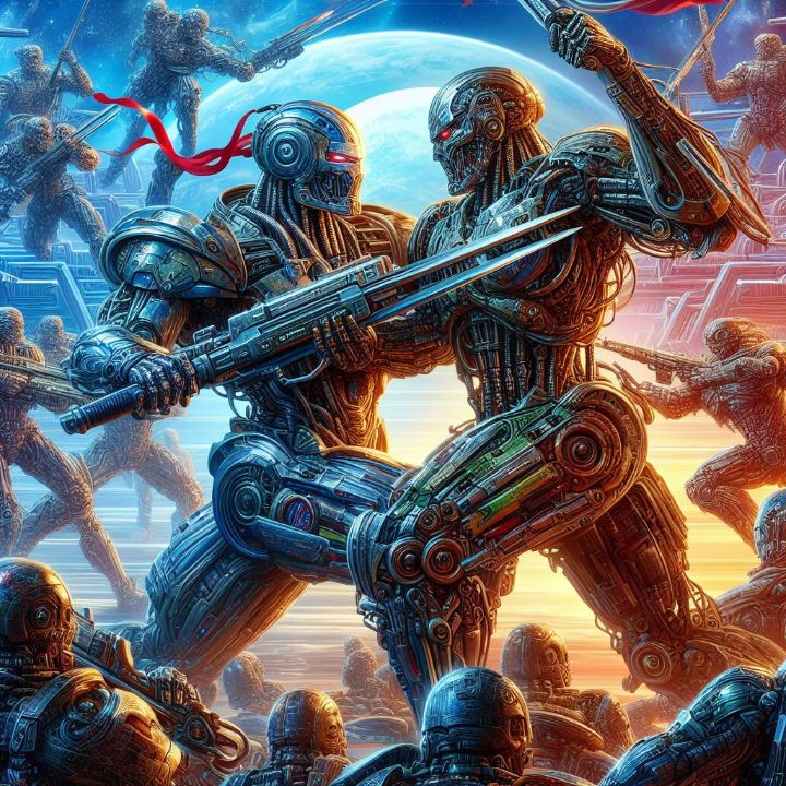 TimFunkhouser2's tweet photo. Art of the Day! "CYBORG WARRIORS FANTASY". Buy at: https://t.co/WCR0irWmE1 https://t.co/o04C7COJ4R