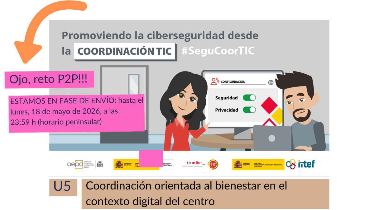 carpaga's tweet photo. #Recordatorio, hoy es el último día de entrega del reto de la U5 del #MOOC @educaINTEF, no te despistes ! https://t.co/LQfj743DN5