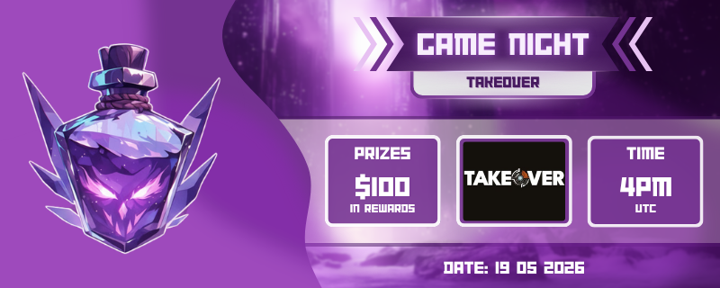 ElixirGuild's tweet photo. It's time to continue the TAKEOVER, from where we left.

We're coming up with @Play_Takeover Game Night by @FortBlockGames 🎮

💰 Rewards: 100$
🗓️ When: 19 May, 4 PM UTC

Let's explore the new updates together and have lots of fun playing.

Join our discord for more info, links in bio and in comment 👇