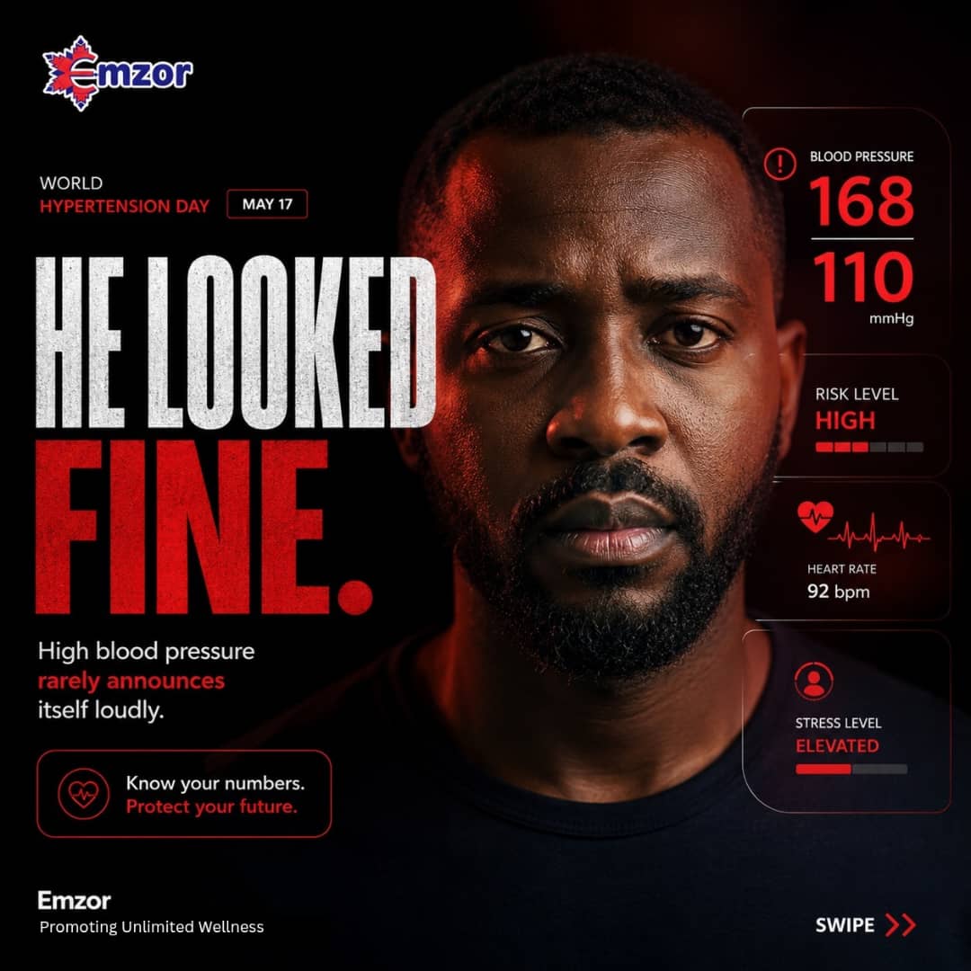 emzornigeria's tweet photo. High blood pressure rarely announces itself loudly. Listen to your body, check your vitals today, and protect your future.

#WorldHypertensionDay #KnowYourNumbers #UnlimitedWellness #Emzor https://t.co/R4ja64FtRp