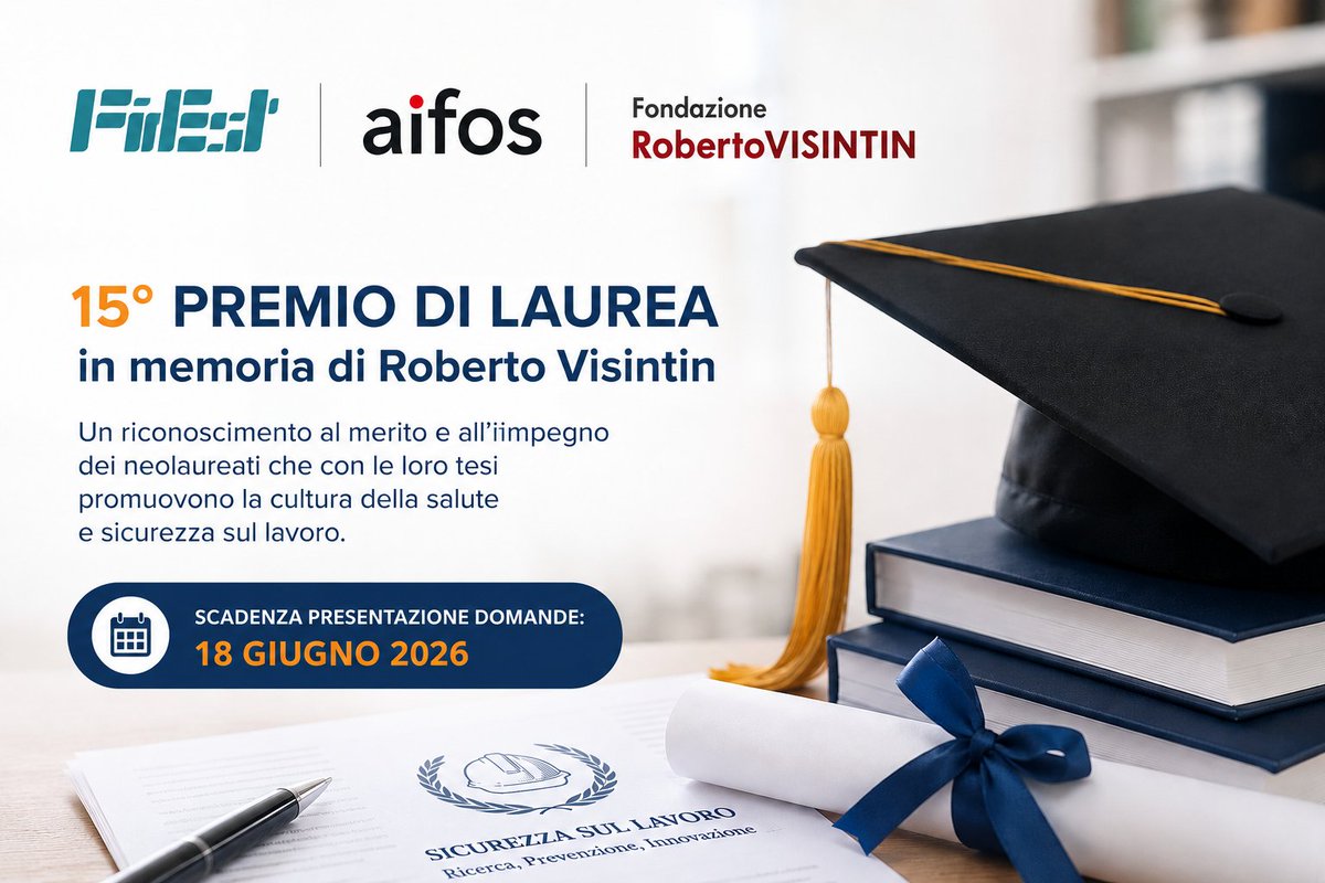 FirEstTS's tweet photo. 🎓 15° Premio di Laurea promosso da noi con la collaborazione della Fondazione AiFOS e dalla Fondazione Roberto Visintin.
🏆 Due premi da € 1.000
📍 Università degli Studi di Trieste
📅 Domande entro il 18 giugno 2026
Maggiori informazioni: https://t.co/3LrXRyeSix https://t.co/sNfprRH5eB