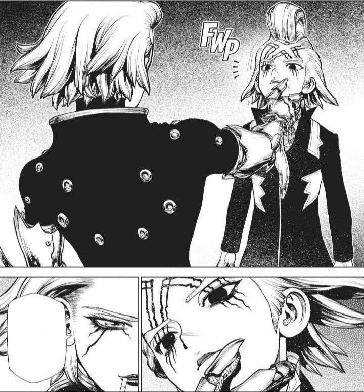 Oskr_12_'s tweet photo. para mí es imposible que no animen esta escena como andan diciendo, literalmente en el cour anterior los dibujaron desnudos, y si no recuerdo mal eso no aparece en el manga, y sí animaron el como Xeno ve a la estatua de Stanley con ojos de cogeme https://t.co/H8HIcgxLDA