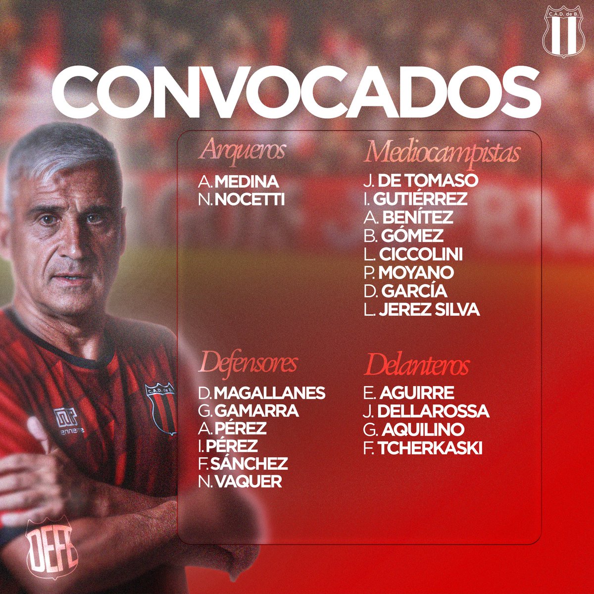 defeweb's tweet photo. 📋 Lista de convocados para enfrentar a Chaco For Ever.

🔄 Francisco Tcherkaski retorna a la convocatoria tras superar su desgarro.

💪 Enzo González continúa recuperándose de la pubalgia.

#VamosDragón 🔴⚫ https://t.co/4zBAw06KH4