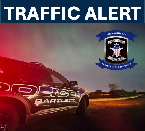 bartlettpd's tweet photo. TRAFFIC ADVISORY:
Southbound Bartlett Road at Lake Street (Route 20) is currently shut down.
Westbound Lake Street (Route 20) at Bartlett Road is reduced to one lane.

Please avoid the area, seek alternate routes, and use caution when traveling through the intersection. https://t.co/or03mzFcex