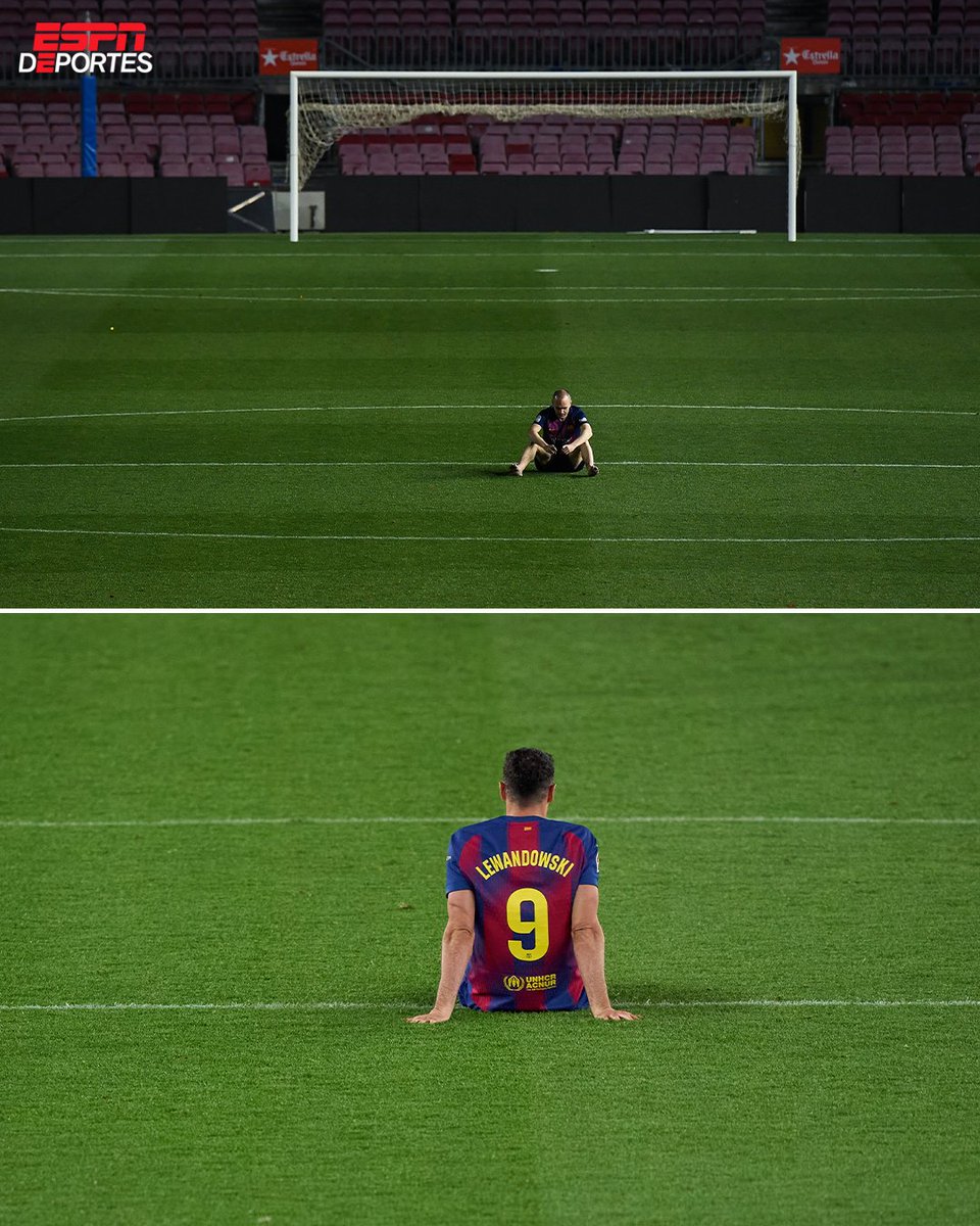 ESPNDeportes's tweet photo. Al final de su despedida Robert Lewandowski se quedo en el Spotify Camp Nou una última vez.🥹⚽️🏟️

Está despedida fue similar a la de Iniesta, quien su adiós del Barça contemplo su casa una última vez.🏟️🔵🔴 https://t.co/KVCn7rXg7G