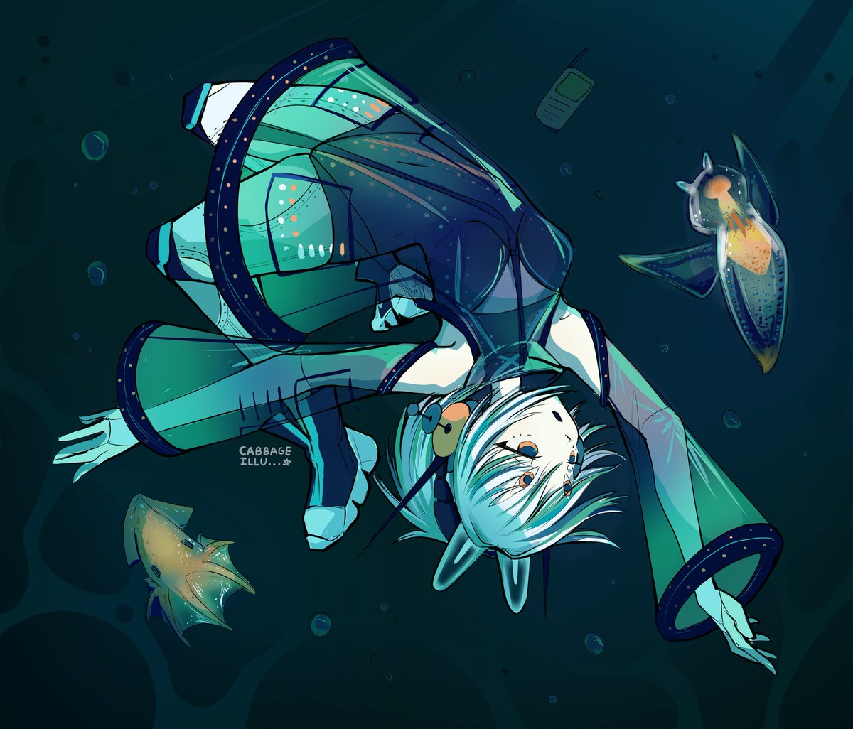 cabbageillu's tweet photo. she can breathe underwater don't worry #oc https://t.co/T89jWHogDU