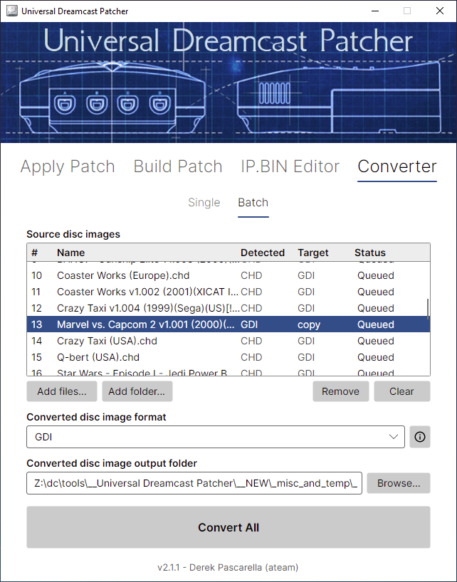 DerekPascarella's tweet photo. New batch conversion mode for those wanting to convert more than one disc image at a time. https://t.co/0wcyWlLRKk