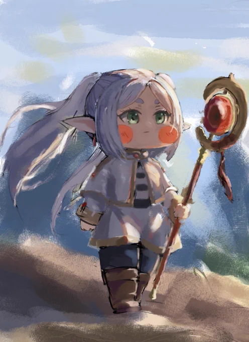 ネームのネだけ描いたけど、構図やコマ割りに確信が持てなかったので気分転換にお絵描きをした。 久しぶりにトリッカル以外のキャラ。 たまにはもちほっぺ以外のキャラも描かないと、描き方忘れちゃうからネ……