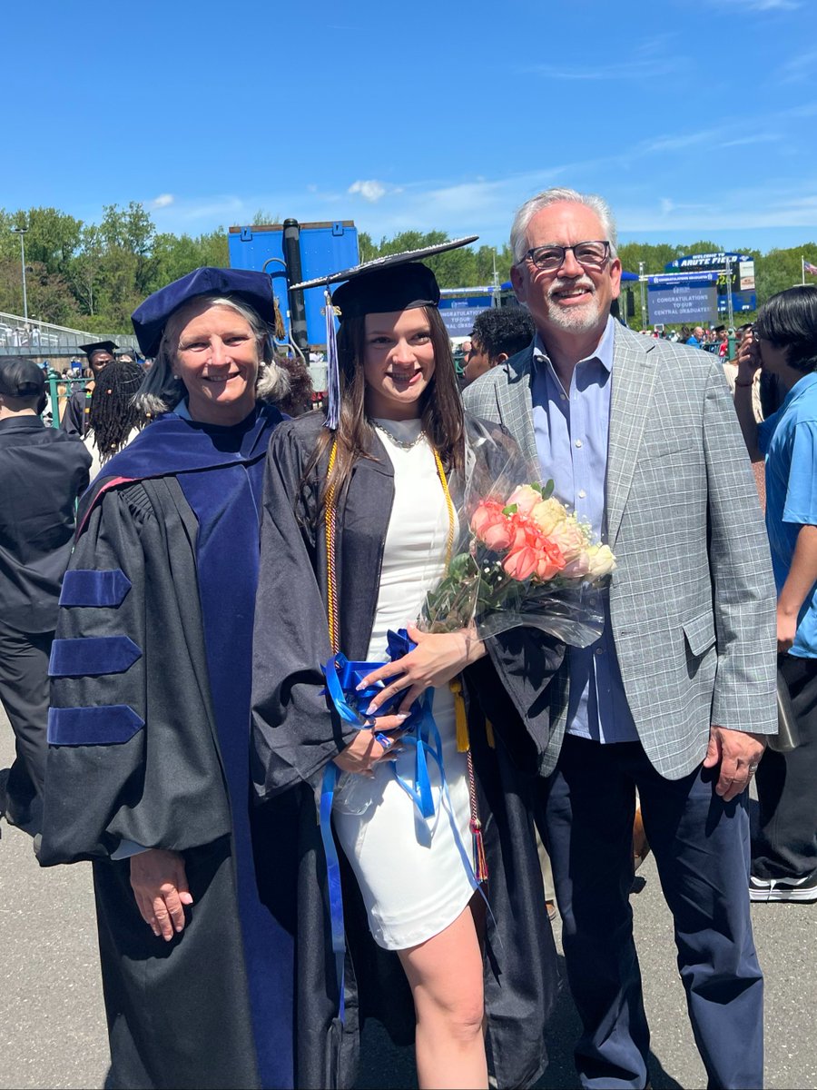 PresSandyBulmer's tweet photo. Grateful to President Toro and the entire Central team for warmly including me in the ceremony for our daughter’s graduation. Congratulations to all of the @CCSU employees, students, and their families on their tremendously successful 2026 commencement. https://t.co/emPKKoBF9G