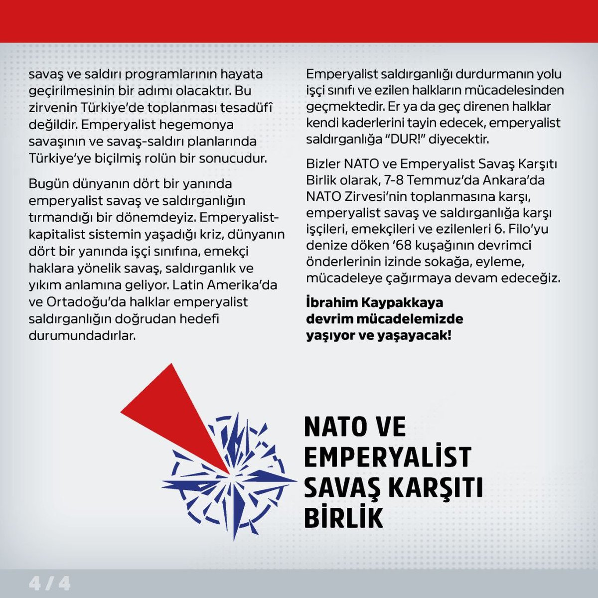 NATO ve Emperyalist Savaş Karşıtı Birlik tweet media