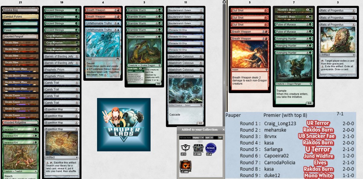 PauperLads's tweet photo. Pauper RCQ Top 4 con Monster Tron💪
A un pasito de la plaza pero aún así, torneo increíble!
Muy contento con el resultado, ya que tanto tiempo invertido en perfeccionar las líneas de juego, la selección de las 75 y el banquilleo, han dado sus frutos.
A seguir Lads!
#mtgpauper https://t.co/0s2xvRaaHq