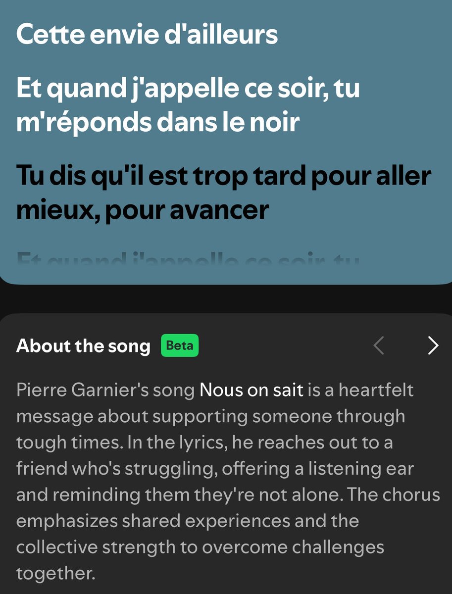 MiBestSelf's tweet photo. ‼️‼️‼️ Nous On Sait de Pierre Garnier 🥹La description de la chanson sur Spotify🥹❤️😱 Joyeux Anniversaire ! 🎉🥳🎈🎊🎂#PierreGarnier #NousOnSait #NOS #HappyAnniversary #JoyeuxAnniversaire #PierreGarnierMusique #Tube #Fyp #Diamant https://t.co/2t90gif7L9