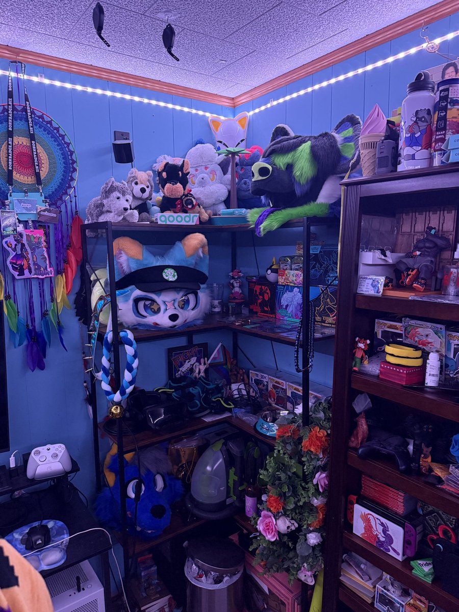 StarTheHyena's tweet photo. I am soooo happy with my new shelf!!!! I have a few of my suits there and it just looks gooood!! https://t.co/MCUrYJtDCo