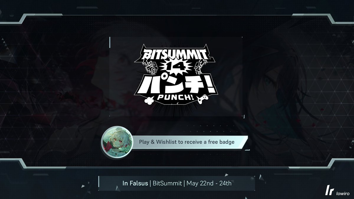 infalsus_en's tweet photo. In Falsus joins this year's BitSummit!

Get hands-on with lowiro's upcoming second music game title at Booth 3F-B23 from May 22-24.

Play and wishlist In Falsus at the event to receive a free badge!
#infalsus #BitSummit @BitSummit https://t.co/fVZSiatxL1