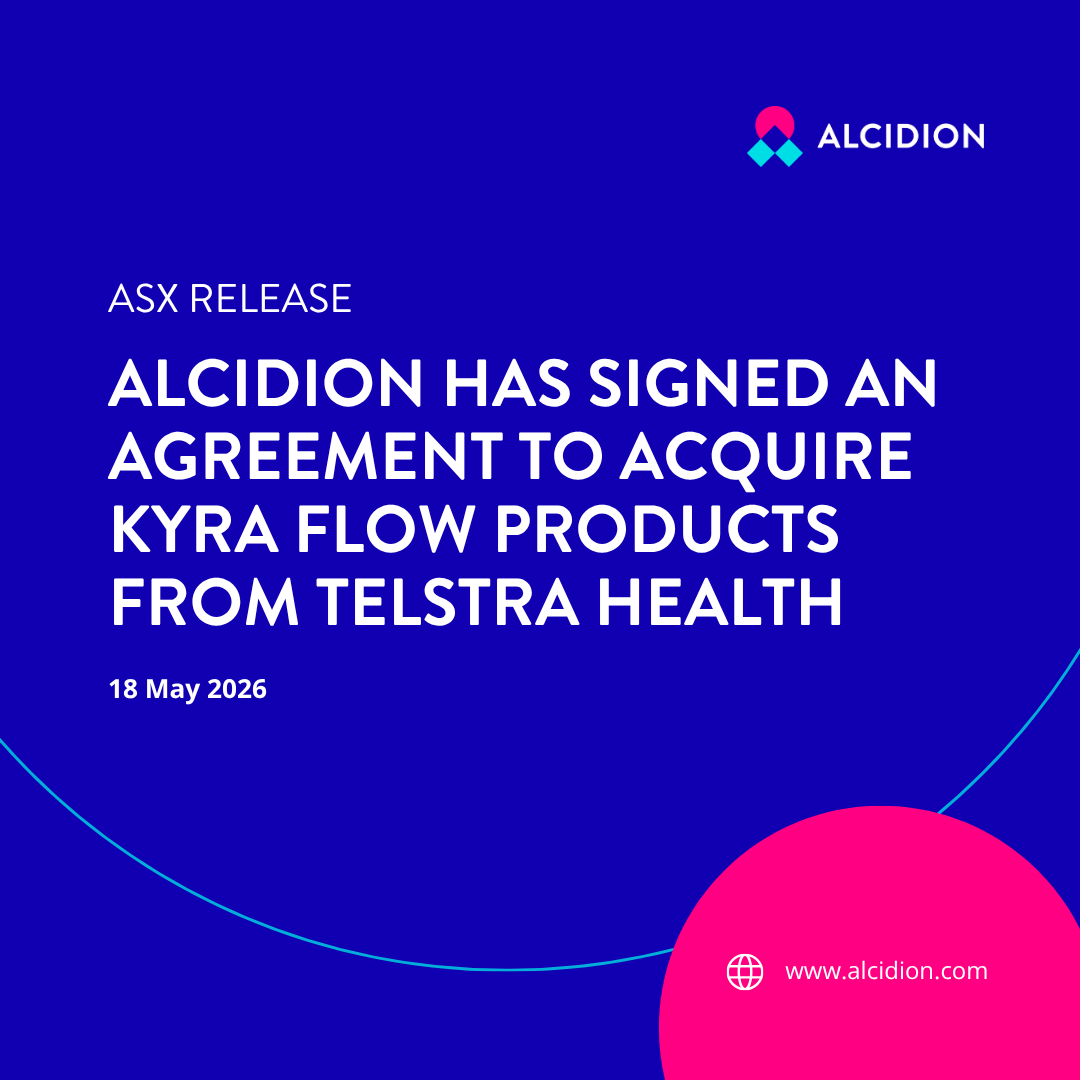 alcidion's tweet photo. Alcidion today announced that it has signed an agreement to acquire the suite of Kyra Flow products, comprising Kyra Patient Flow Manager, Kyra Queue Manager and Kyra IQ, from Telstra Health.

Read the announcement: https://t.co/ibNnHrdmVS

#Alcidion #patientflow #digitalhealth https://t.co/4eu9NZtRKZ