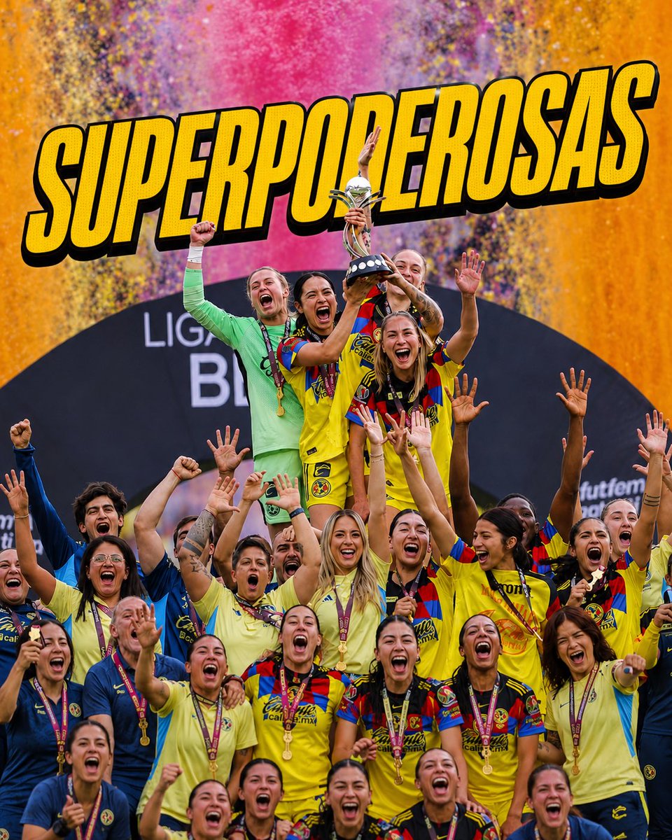 ResacaAmerica's tweet photo. SON NUESTRO ORGULLO, CHICAS. 🏆🦅

Si hay un grupo que merecía ser campeón es este. 👊

Después de muchos intentos, y quedarse al borde en varias finales, nuestras águilas al fin pudieron levantar la tercera. ⭐️

¡¡MUCHAS FELICIDADES, CRACKS!! 💛💙 https://t.co/QXtI4PPUKN
