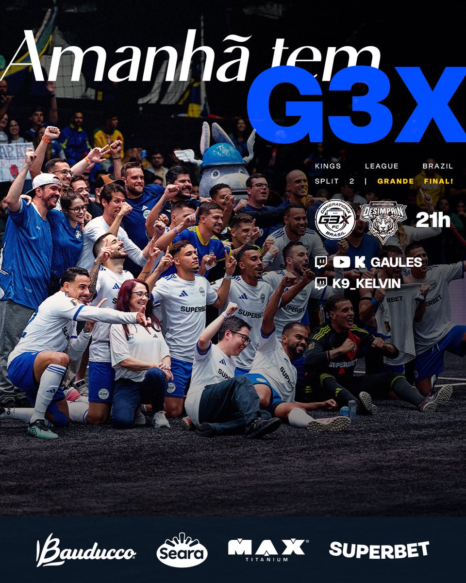 g3xFC's tweet photo. AMANHÃ TEM G3X NA GRANDE FINAL DA KINGS LEAGUE BRASIL! 

JUNTOS. 💙 https://t.co/yLkmBPFGXd