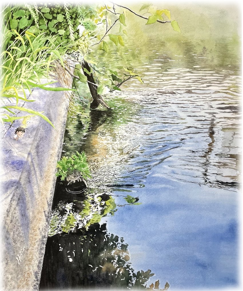 月曜は絵を観て少しでも気分が良くなれば#水彩画#watercolor 近所のと
