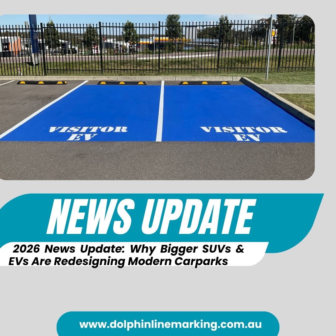 DolphinGroupNew's tweet photo. 📰 News Update: SUVs &amp; EVs Are Changing Carpark Design in 2026
 Larger SUVs &amp; electric vehicles are driving major changes-wider bays, safer walkways &amp; smarter traffic flow are now essential. 
#SUV #ElectricVehicles #EV #LineMarking #CarparkSafety #DolphinLineMarking https://t.co/Ev78qUVGgD