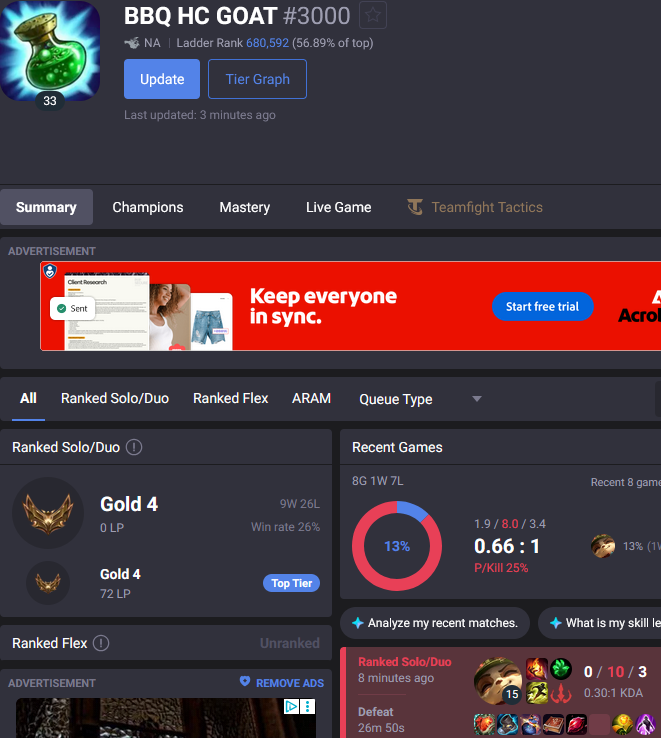 MrMangoDragon's tweet photo. @drewlevin @riotgames how are we still having this type of shit in ranked? Dude trolled from min 1, look at match history dude legit runs it https://t.co/R0OhDewVkm
