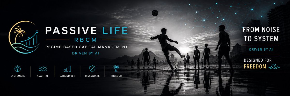 PassiveLifeAI's tweet photo. Passive Life · RBCM is live. 🌊

Markets are uncertain. Always.
Not a signal service. Not a trading bot.
A system that supports you in uncertainty — driven by AI.

———

RBCM — Regime-Based Capital Management.

An AI-driven system that reads market structure every 30 minutes and translates it into calm, structured decision guidance.

Not predictions. Not signals.
Regime awareness. Zone context. Behavior guidance.

AI interprets. You decide.

———

What RBCM does:

📊 Reads BTC & ETH market structure continuously
🧠 AI derives regime, zones, and behavior recommendations
⚡ Alerts when something critical changes
🎯 Strategy guidance: Grid, Spot, HODL — context-aware
🛡️ Human-in-the-loop. Always.

———

This is v0.1.
Built in public. Improving every sprint.

Join the waitlist → https://t.co/joEfstNh1e
Join the community → https://t.co/O1RsIXv6jC

From noise to system. 🌴