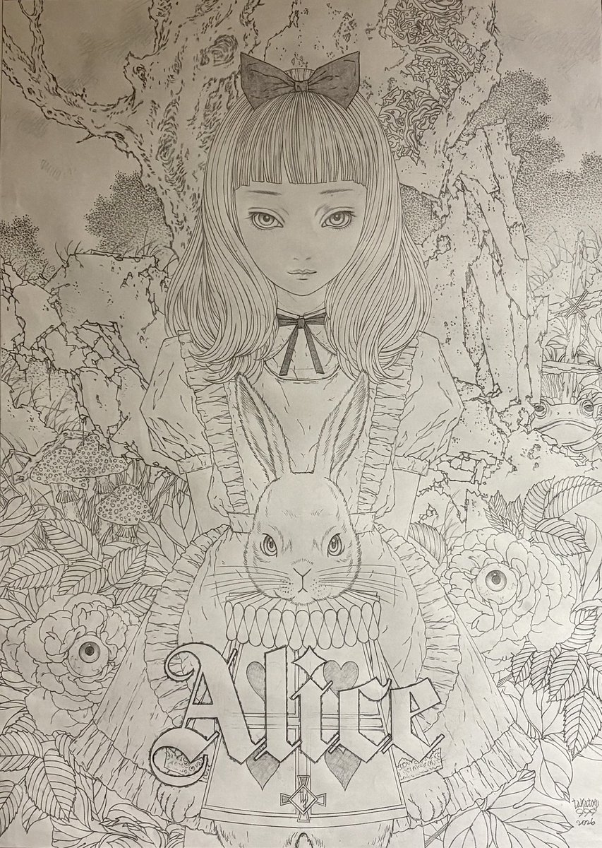 RT @takatoy999: 「Alice's Temptation」(下絵) 2026年 Pencil on