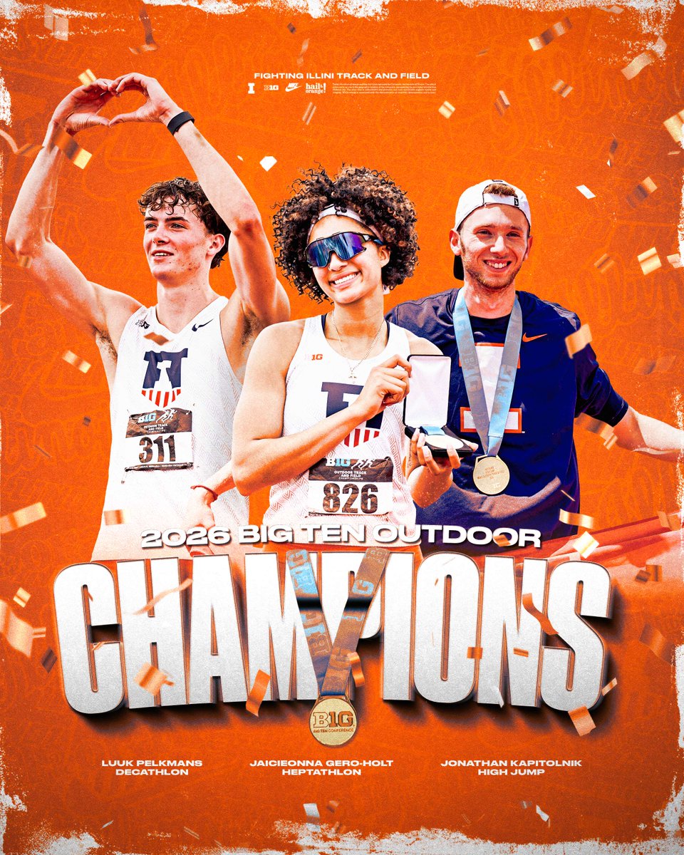 IlliniTrackXC's tweet photo. 1-2-3 Big Ten Champions for the Orange and Blue 🥇🥇🥇

#WhyNotILL https://t.co/nM9dRvgR3s