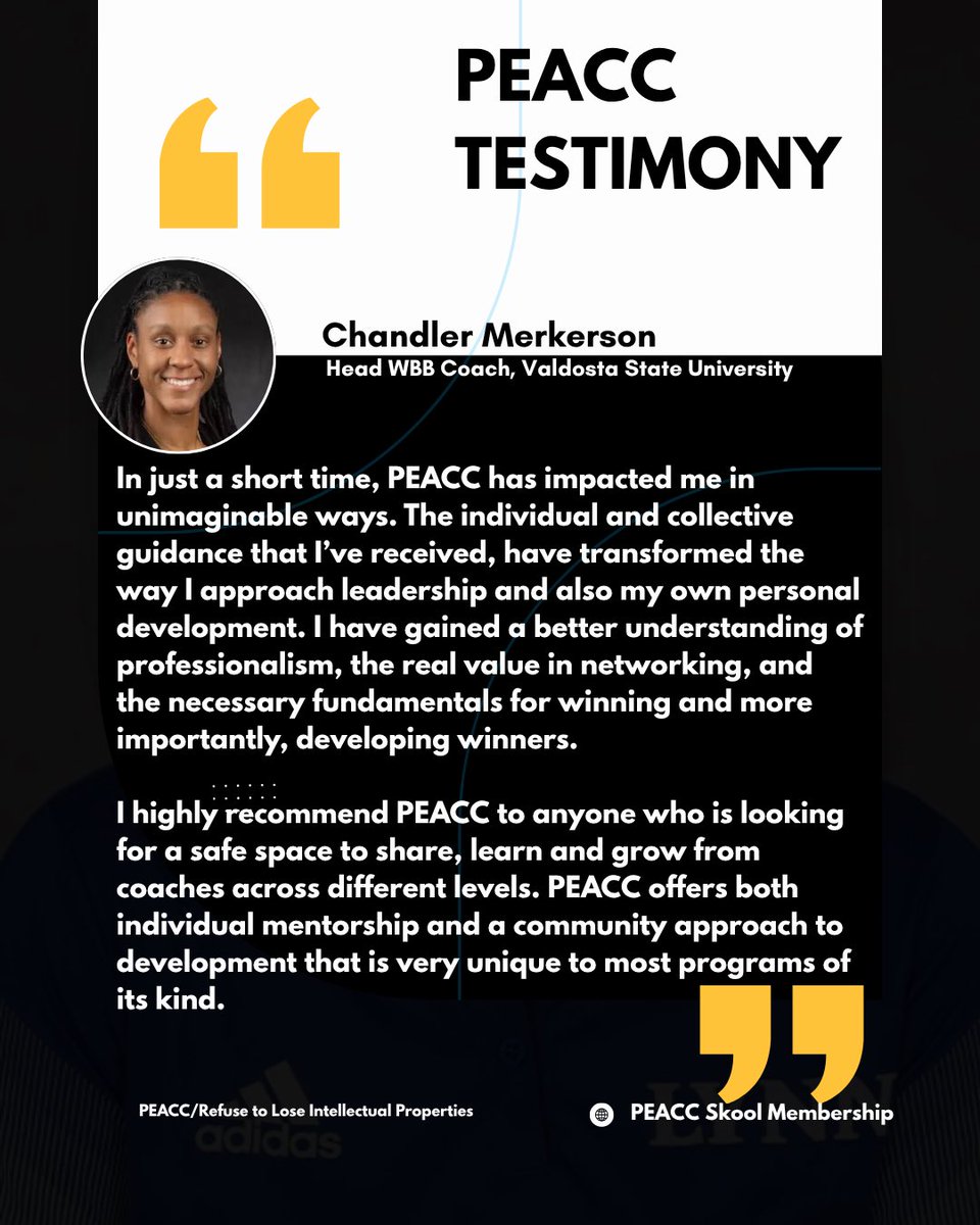 AdellJHarris's tweet photo. PEACC - Professional Excellence Academy for College Coaches ⛰️

The premier professional development training program for college coaches at ALL levels.

Chandler Merkerson @_CoachChan is a great leader for her student-athletes, staff, and @VState_Blazers community. https://t.co/8tbqzZBVsK