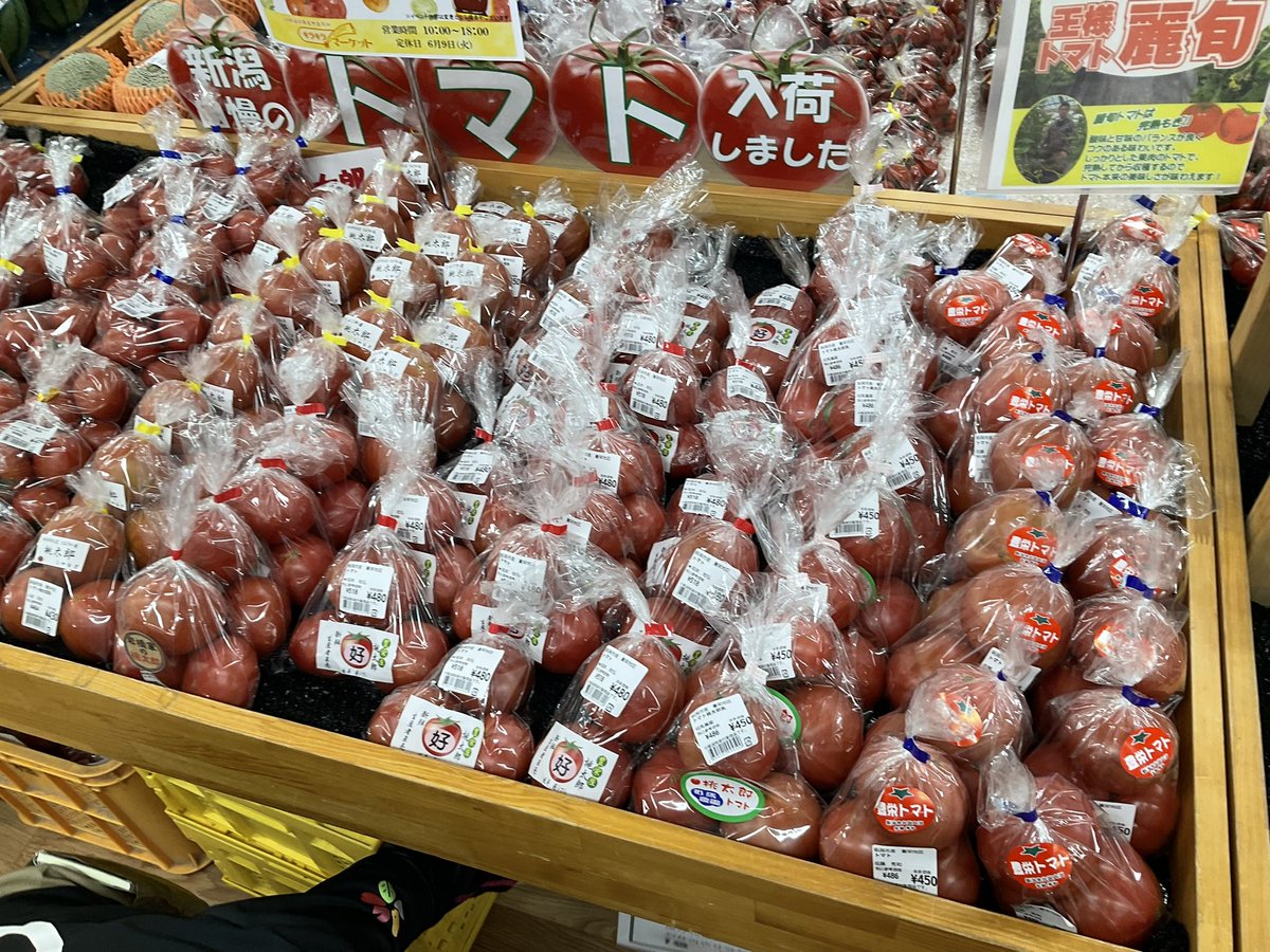 トマトも箱トマトも沢山！ 商品棚を3面埋め尽くすぐらい増えてきました