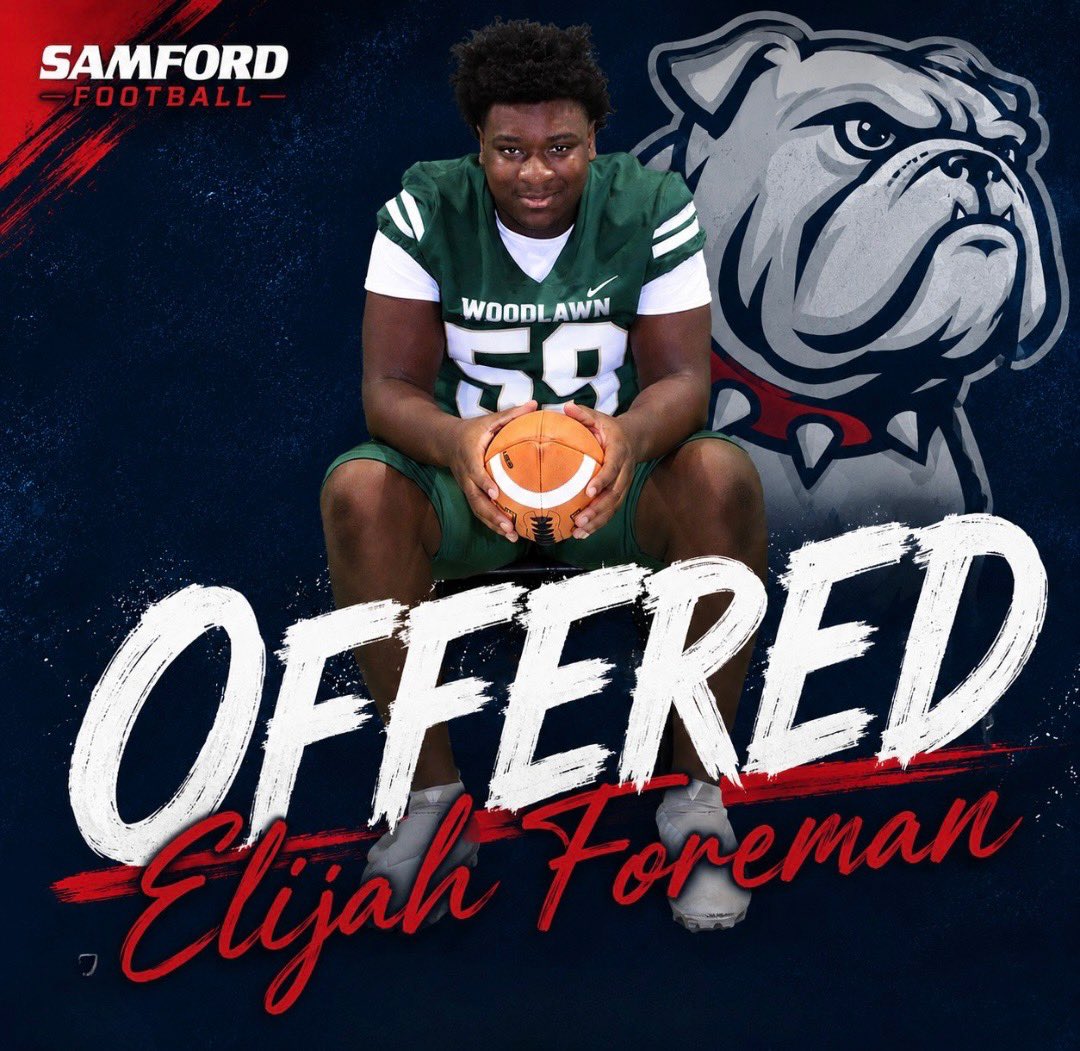 C_Williams_FB's tweet photo. Congratulations to @Elijahforeman27 on his recent offer from @SamfordFootball! @SWiltfong_ @DemetricDWarren @TomLoy247 @CharlesPower @ChadSimmons_ @CooperMorreale @adamgorney @TheUCReport @CraigHaubert @samspiegs @AllenTrieu @JedMay_ @BrandonHuffman @CoachL__ https://t.co/CdpRcrCYYZ