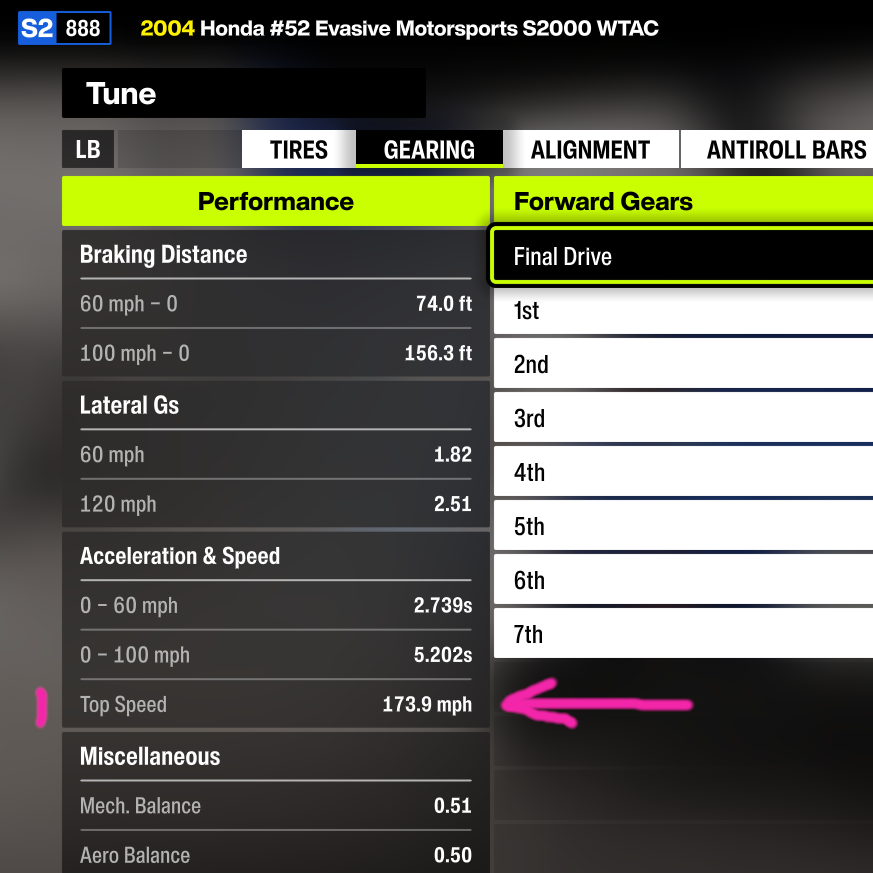 ForzaTune's tweet photo. @XtremeRightVote @pupino_t Here's the speed you'll want to use for gearing if you plan to hit the highway or want the full range. You can also use a slower speed, say 150 mph, if you want more acceleration around town. https://t.co/uy7rFZnCIm