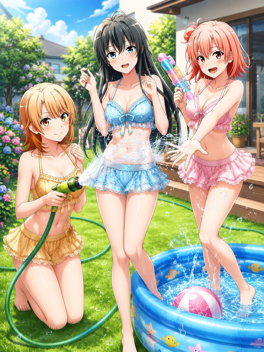 暑いから水遊びがしたくなる SFW #俺ガイル 一色いろは 雪ノ下雪乃