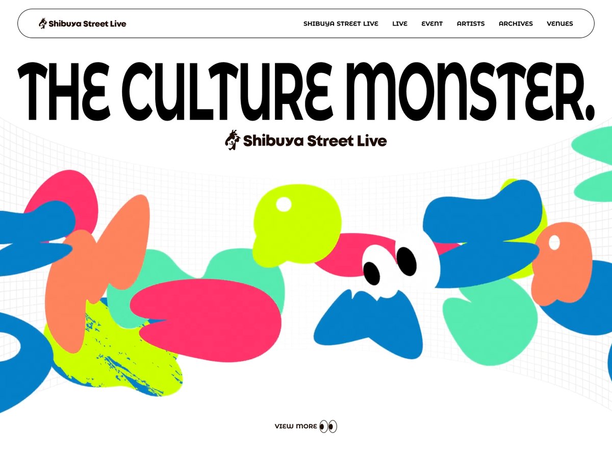 s5style's tweet photo. 【ポップなカルチャーを感じるライブ情報サイト】
太いタイポグラフィ、モンスターのようなグラフィック、鮮やかなアクセントカラーが、渋谷のストリート感を象徴的に表現。情報設計のわかりやすさと、カルチャーとしての楽しさを両立したデザインです。

SHIBUYA STREET LIVE
https://t.co/KoucgaEPYf https://t.co/AmXINmNPXo