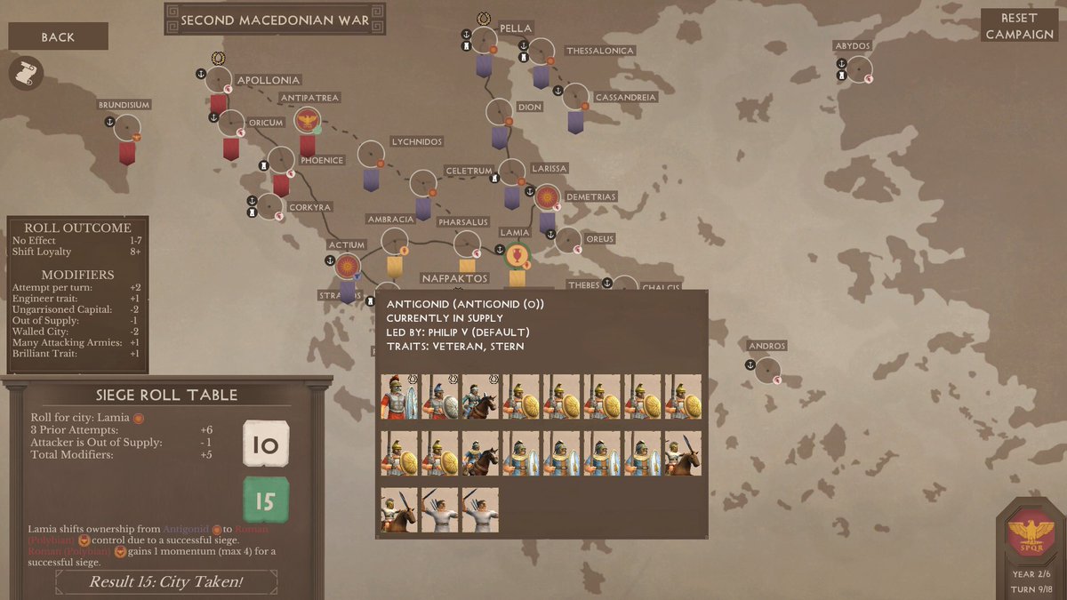 micro_prose's tweet photo. ⚔️ Rome marches east. Macedon stands ready.

The Second Macedonian War campaign is live in Strategos. Choose your side: invade as Rome or repel the legions as Philip V.

Full update: https://t.co/RJmWHtbI15
#Strategos #MicroProse https://t.co/7q7YmLl1tQ