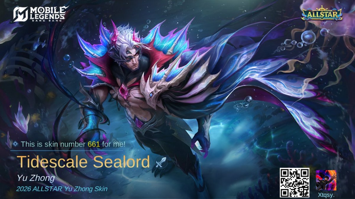 xtqsyyy's tweet photo. I just obtained a new skin Tidescale Sealord in Mobile Legends: Bang Bang! Let's face off against the world's best MOBA players together! 
https://t.co/53DL9Q2Yrx https://t.co/UzEHL5bh0x