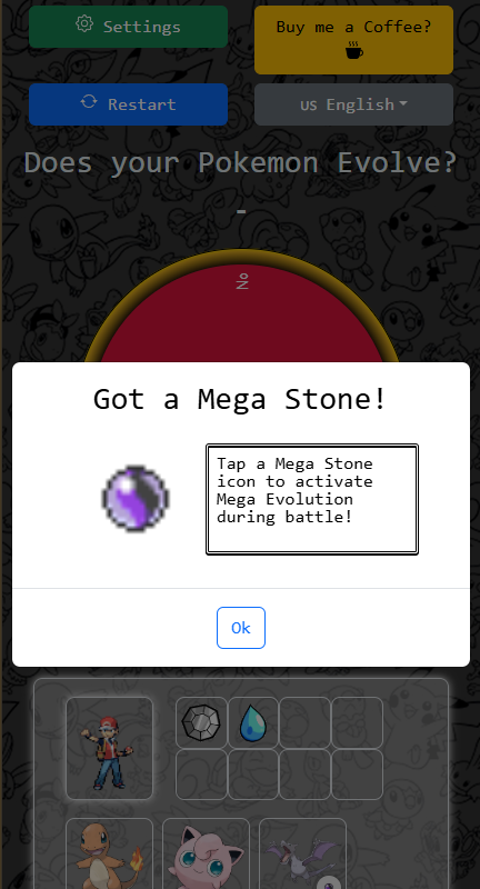 zeroxm's tweet photo. Time for another overdue update, this time, Mega Evolutions!

- Win a battle with a Pokémon that can Mega
- You'll be awarded with a Mega Stone
- Multiple options are handled as usual
- Tap the stone during a Battle to Transform! 

Available now! https://t.co/FWeaOvLzlo https://t.co/n7Fx7tC8hx