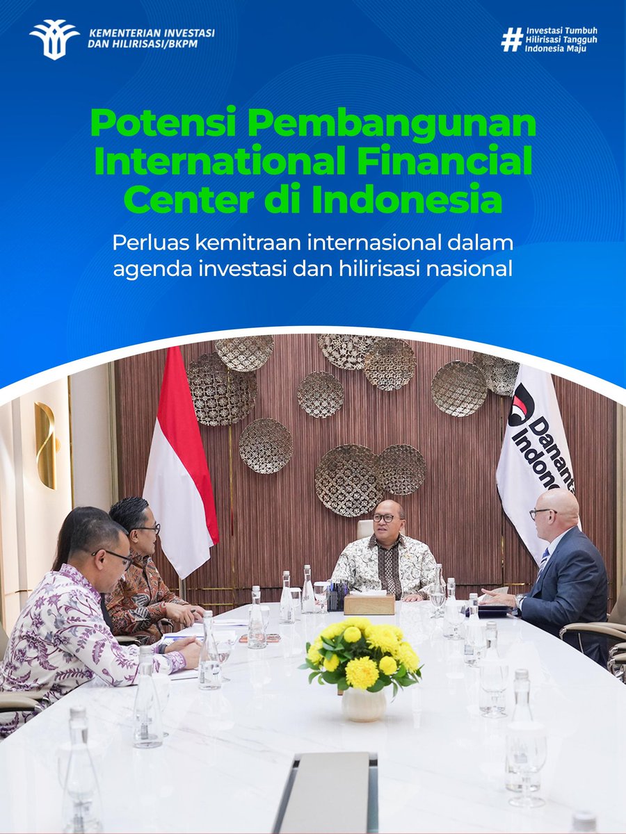 bkpm's tweet photo. Menteri Rosan menerima Chief Executive Dubai Financial Services Authority Ian Johnston guna membahas kerja sama investasi strategis dan penguatan pembiayaan global (13/5).

**

Minister Rosan met with Chief Executive of the Dubai Financial Services Authority Ian Johnston to discuss strategic investment cooperation and the strengthening of the global financing ecosystem (13/5).